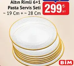 COLORİNA ALTIN RİMLİ 6+1 PASTA SERVİS SETİ